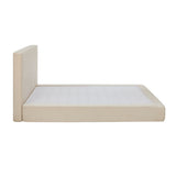 Velvet Cloud Soft Low Profile Compressed Bed with Metal Frame | Quick Assembly Instant Bed Frame in Chenille Beige