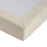 Velvet Cloud Soft Low Profile Compressed Bed with Metal Frame | Quick Assembly Instant Bed Frame in Chenille Beige