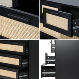 Abruzzi Nero Genuine Rattan Wooden 5 Chest of Drawers | 5 Draw Storage Dresser Unit