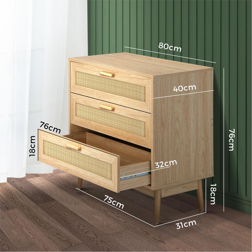 Abruzzi Rattan 3 or 9 Chest of Drawers Dresser Cabinet | Rattan Storage Unit Furniture