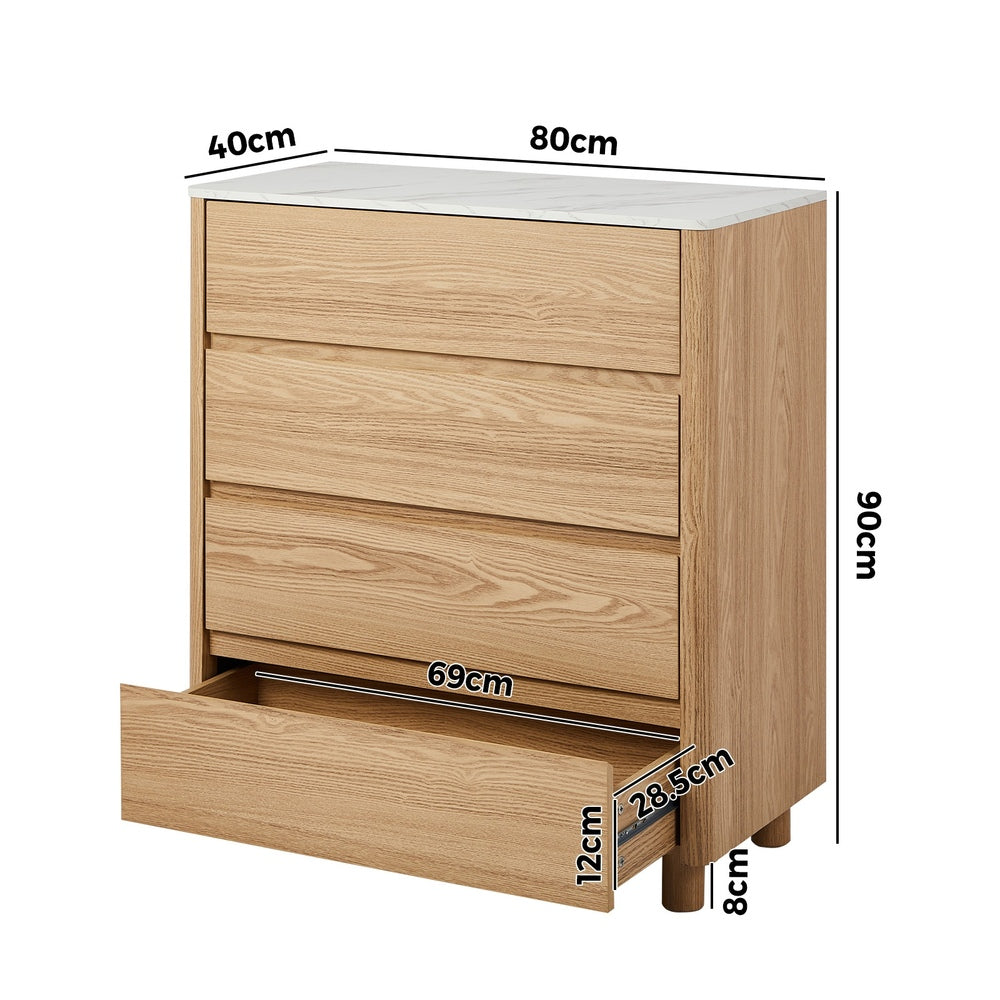Ferrara 4 or 6 Chest of Drawers Dresser Unit | Two Tone Marble Style Storage Bedroom Cabinet