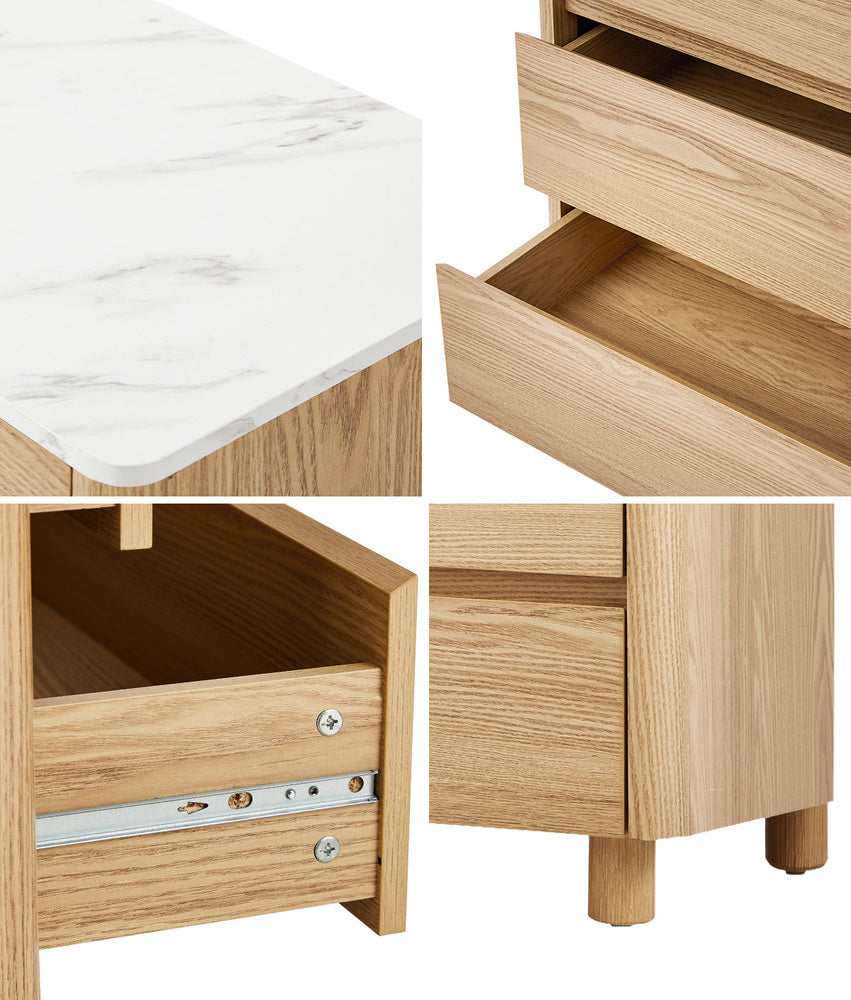 Ferrara 4 or 6 Chest of Drawers Dresser Unit | Two Tone Marble Style Storage Bedroom Cabinet