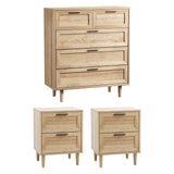 Essenza Mila Chest Of Drawers 2 Bedsides Bedroom Package | Elegant Wooden Storage Bedroom Set