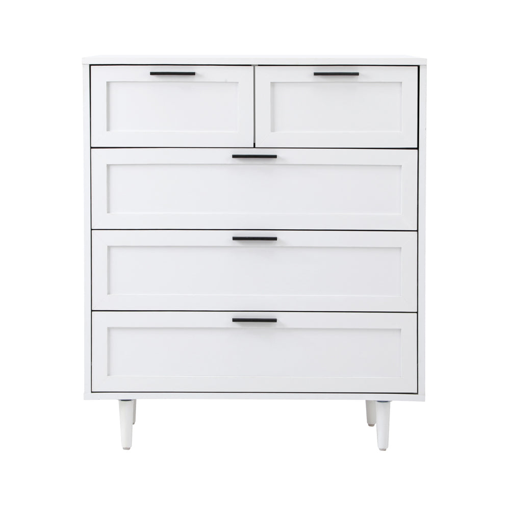 Essenza Mila 5 Draw Modern Dresser Tallboy | 5 Draw Chest Of Drawers Wooden Storage Unit