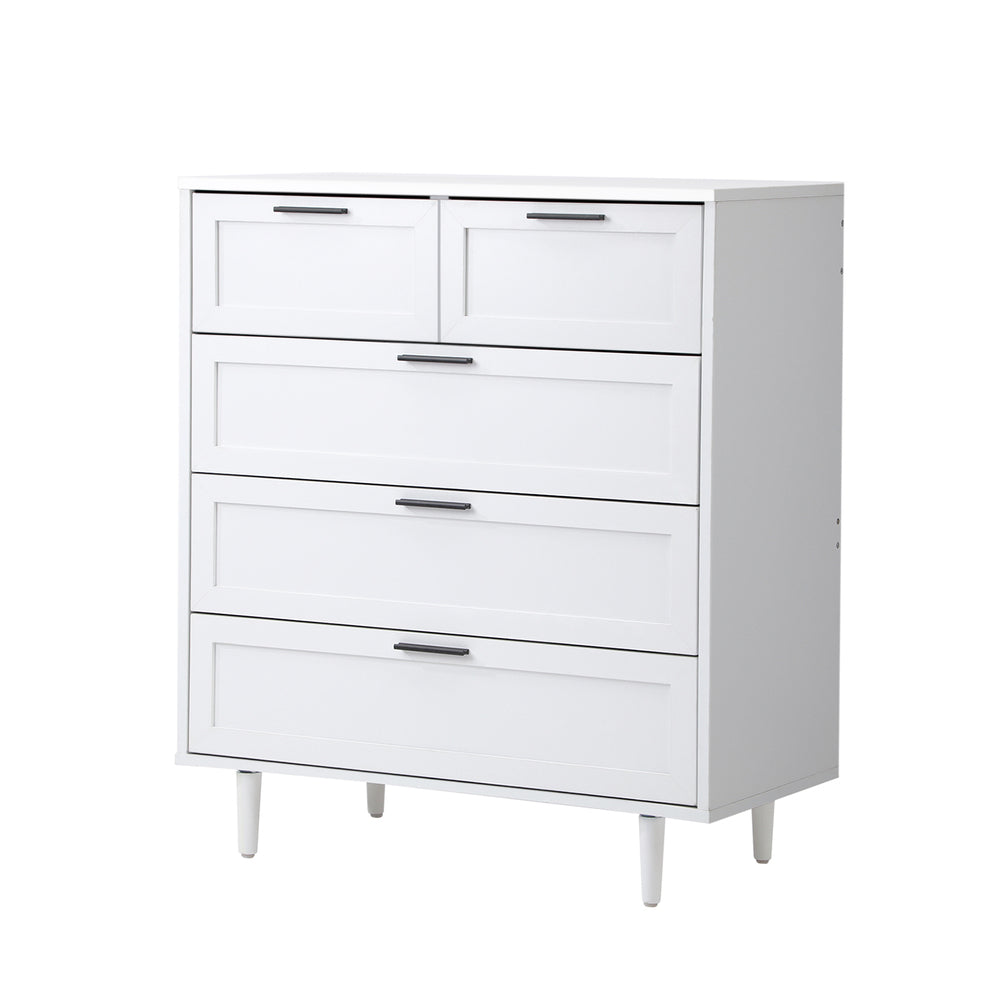 Essenza Mila 5 Draw Modern Dresser Tallboy | 5 Draw Chest Of Drawers Wooden Storage Unit