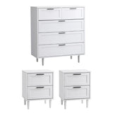 Essenza Mila Chest Of Drawers 2 Bedsides Bedroom Package | Elegant Wooden Storage Bedroom Set