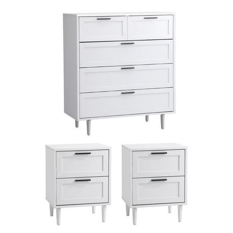 Essenza Mila Chest Of Drawers 2 Bedsides Bedroom Package | Elegant Wooden Storage Bedroom Set
