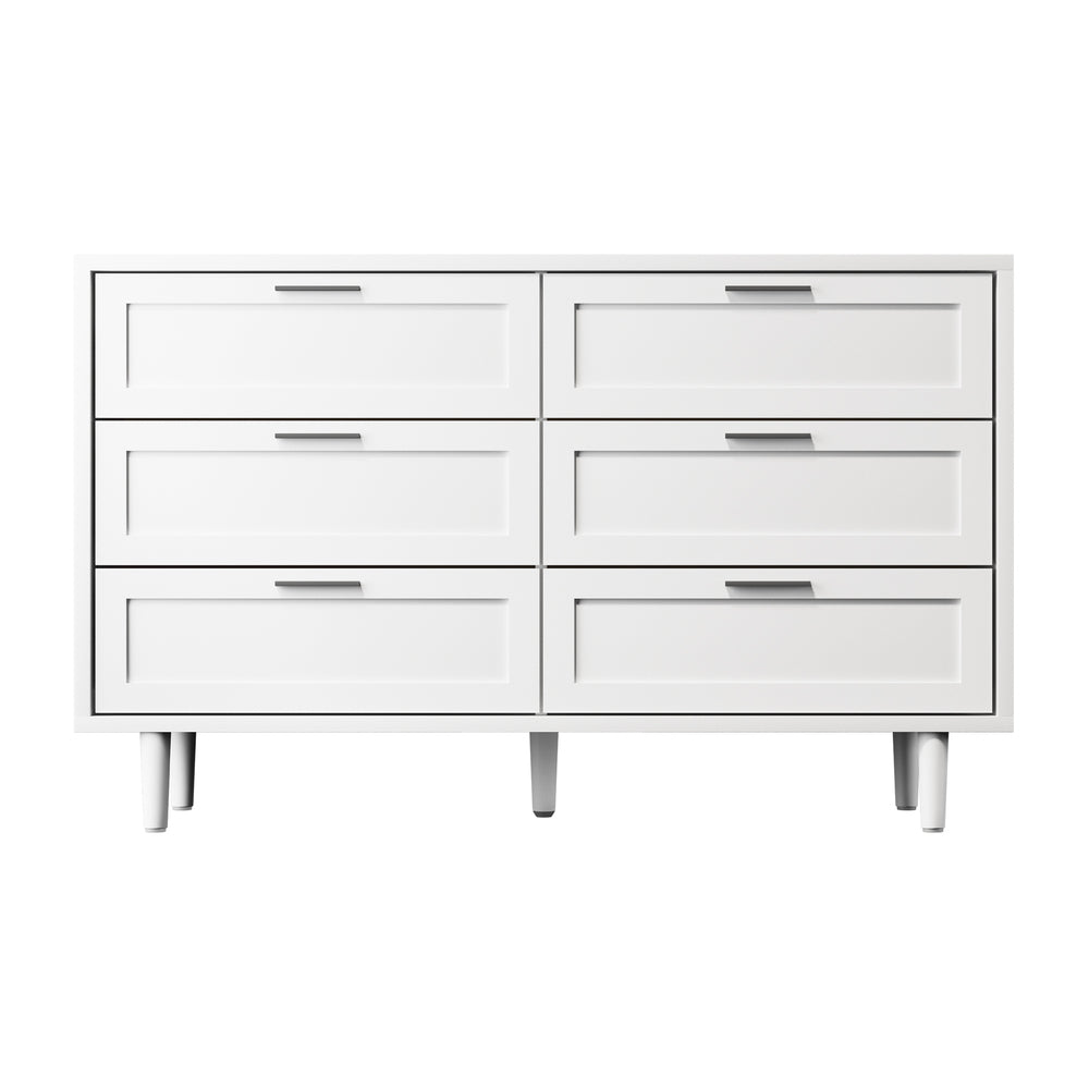 Essenza Mila 6 Draw Modern Dresser Tallboy | 6 Draw Chest Of Drawers Wooden Storage Unit