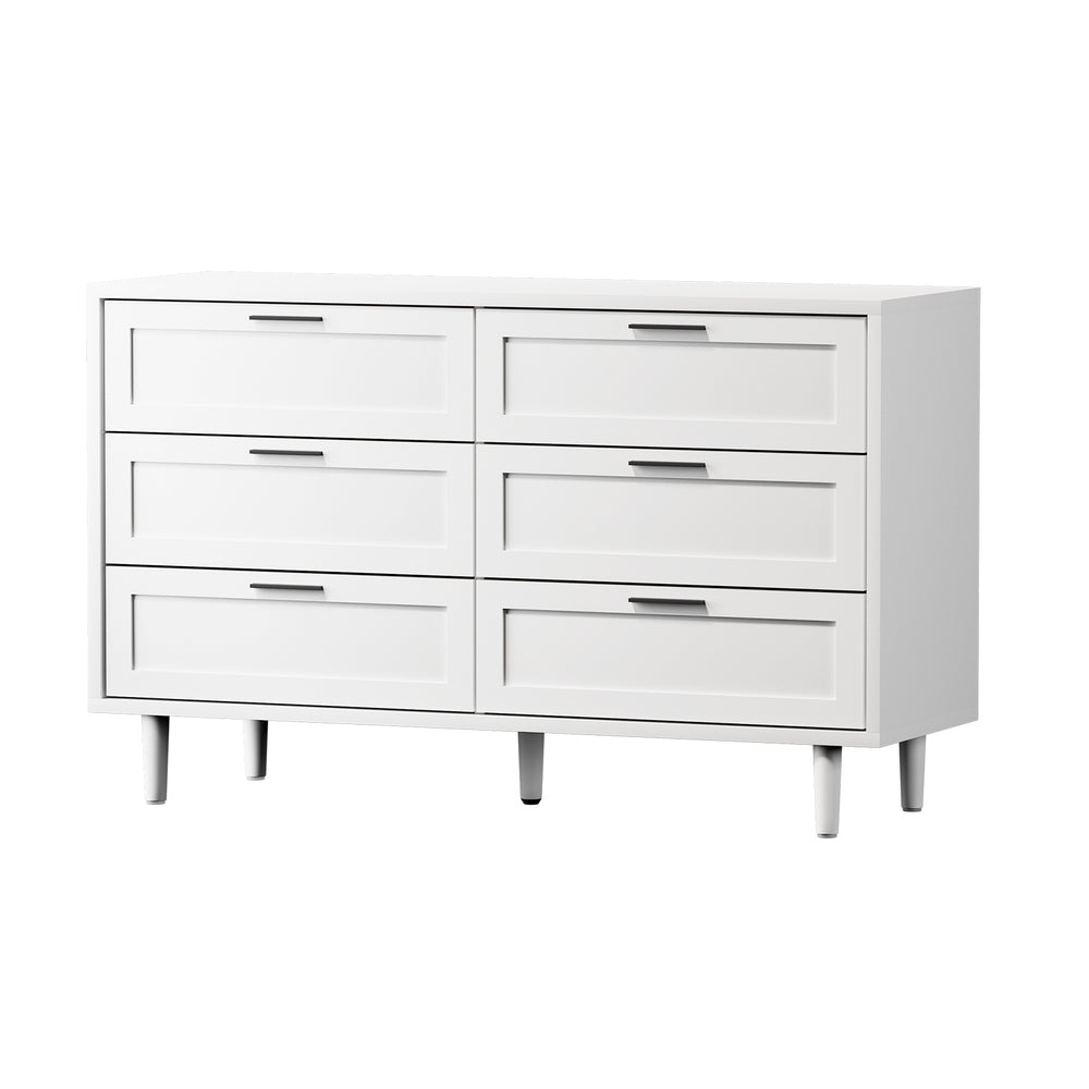 Essenza Mila 6 Draw Modern Dresser Tallboy | 6 Draw Chest Of Drawers Wooden Storage Unit