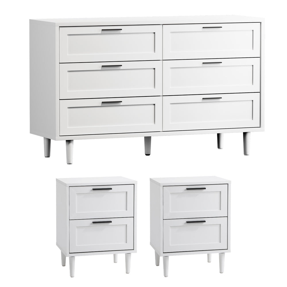 Essenza Mila Chest Of Drawers 2 Bedsides Bedroom Package | Elegant Wooden Storage Bedroom Set