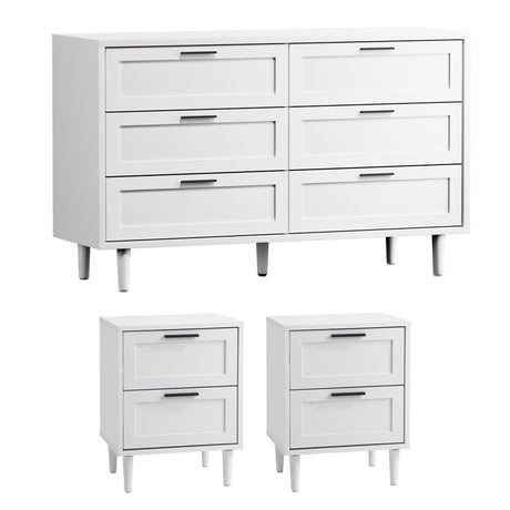 Essenza Mila Chest Of Drawers 2 Bedsides Bedroom Package | Elegant Wooden Storage Bedroom Set