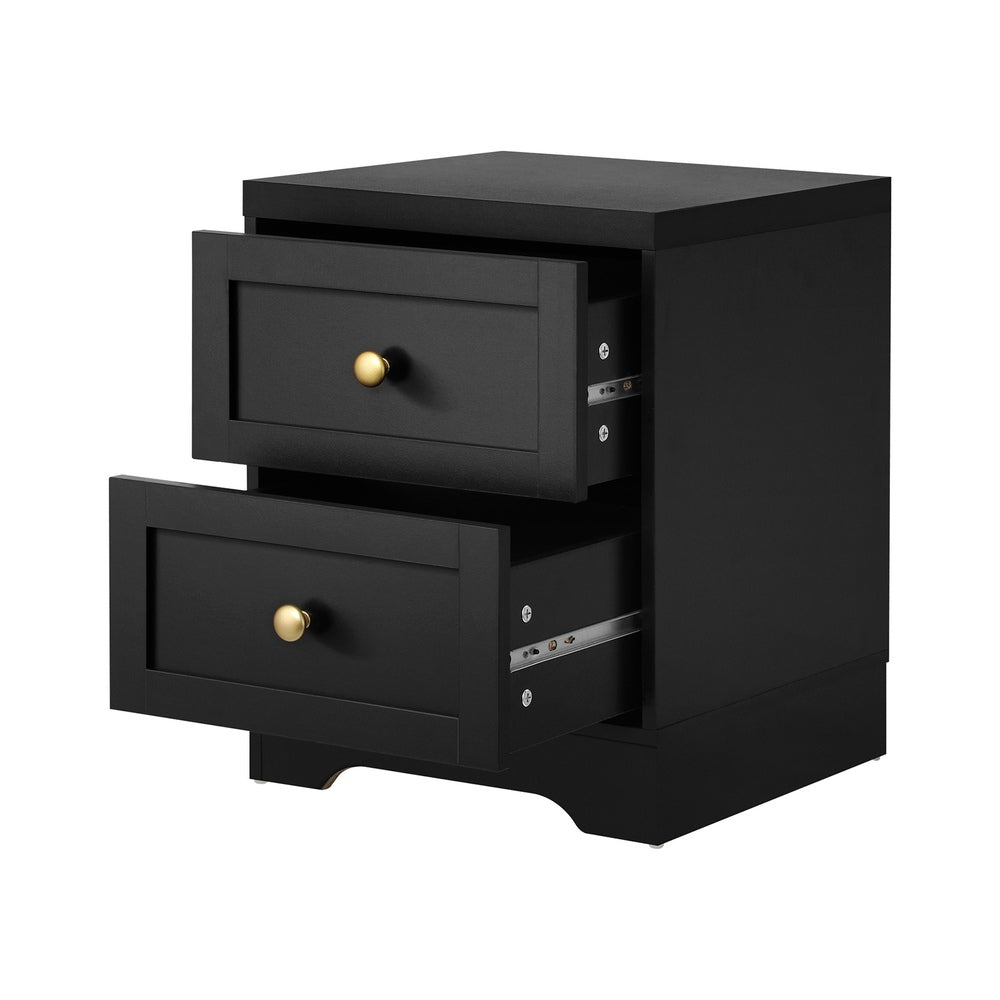 Centrum Black Wooden 5 Chest of Drawers 2 Bedsides Bedroom Package | Designer Modern Storage Cabinets