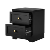 Centrum Black Wooden 5 Chest of Drawers 2 Bedsides Bedroom Package | Designer Modern Storage Cabinets