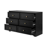 Centrum Black Wooden 7 Chest of Drawers 2 Bedsides Bedroom Package | Designer Modern Storage Cabinets