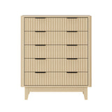 Alina Ripple Effect Modern 5 Chest Of Drawers | Scandi 5 Draw Tallboy Storage Unit