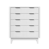 Alina Ripple Effect Modern 5 Chest Of Drawers | Scandi 5 Draw Tallboy Storage Unit