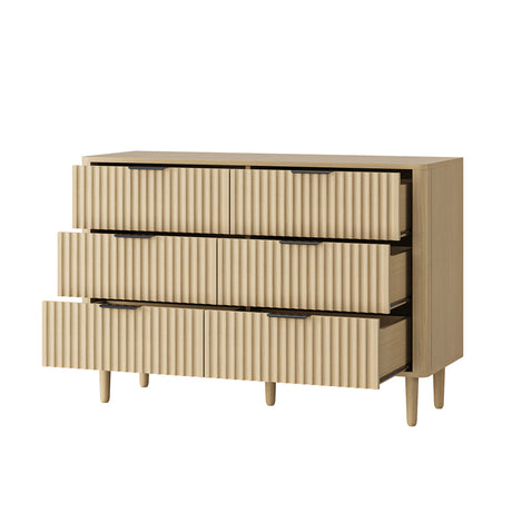 Alina Ripple Effect Modern 6 Chest Of Drawers | Scandi 6 Draw Tallboy Storage Unit