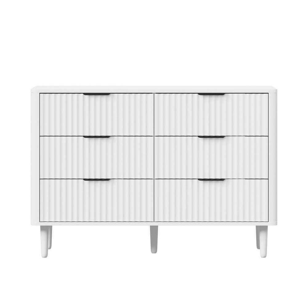 Alina Ripple Effect Modern 6 Chest Of Drawers | Scandi 6 Draw Tallboy Storage Unit