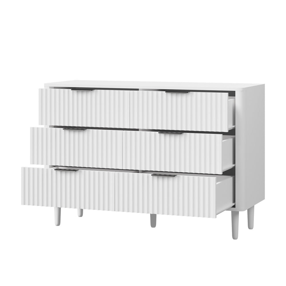 Alina Ripple Effect Modern 6 Chest Of Drawers | Scandi 6 Draw Tallboy Storage Unit