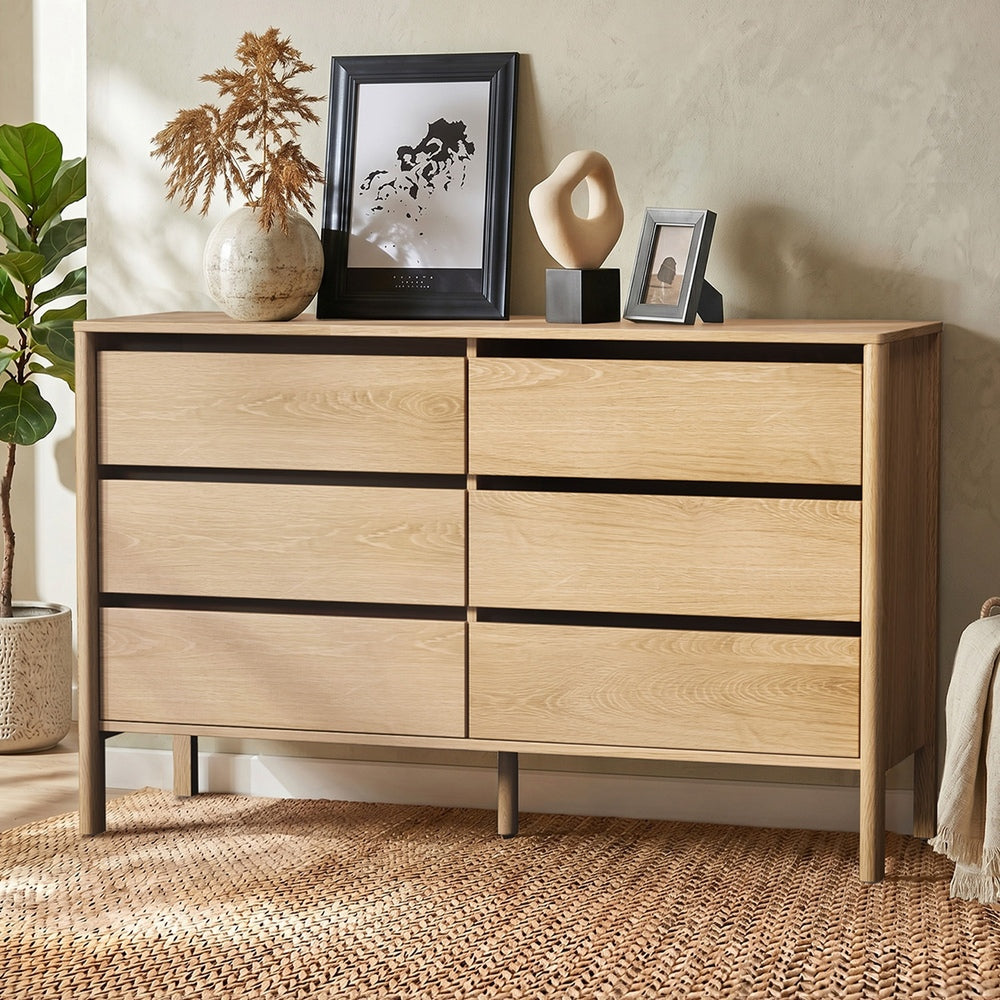 Aston 6 Chest Of Draws Handle Free Dresser Unit | Modern Scandi Style Six Draw Lowboy