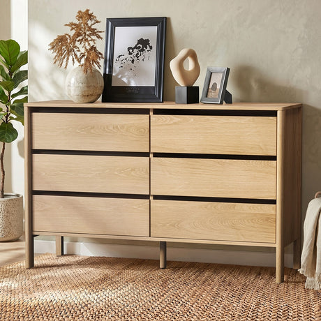 Aston 6 Chest Of Draws Handle Free Dresser Unit | Modern Scandi Style Six Draw Lowboy