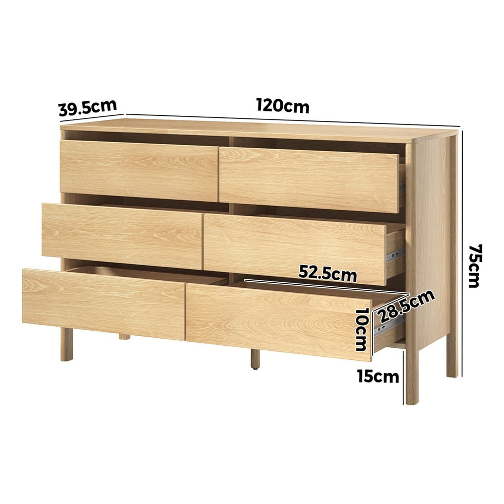 Aston 6 Chest Of Draws Handle Free Dresser Unit | Modern Scandi Style Six Draw Lowboy