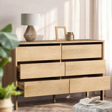 Aston 6 Chest Of Draws Handle Free Dresser Unit | Modern Scandi Style Six Draw Lowboy