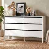 Aston 6 Chest Of Draws Handle Free Dresser Unit | Modern Scandi Style Six Draw Lowboy