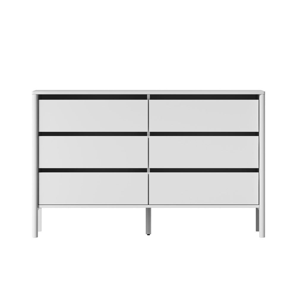 Aston 6 Chest Of Draws Handle Free Dresser Unit | Modern Scandi Style Six Draw Lowboy
