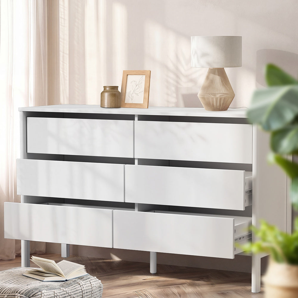 Aston 6 Chest Of Draws Handle Free Dresser Unit | Modern Scandi Style Six Draw Lowboy