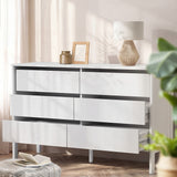 Aston 6 Chest Of Draws Handle Free Dresser Unit | Modern Scandi Style Six Draw Lowboy