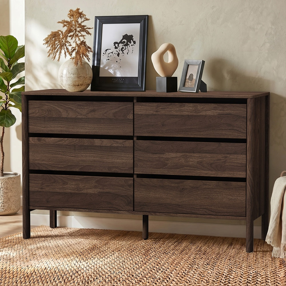 Aston 6 Chest Of Draws Handle Free Dresser Unit | Modern Scandi Style Six Draw Lowboy