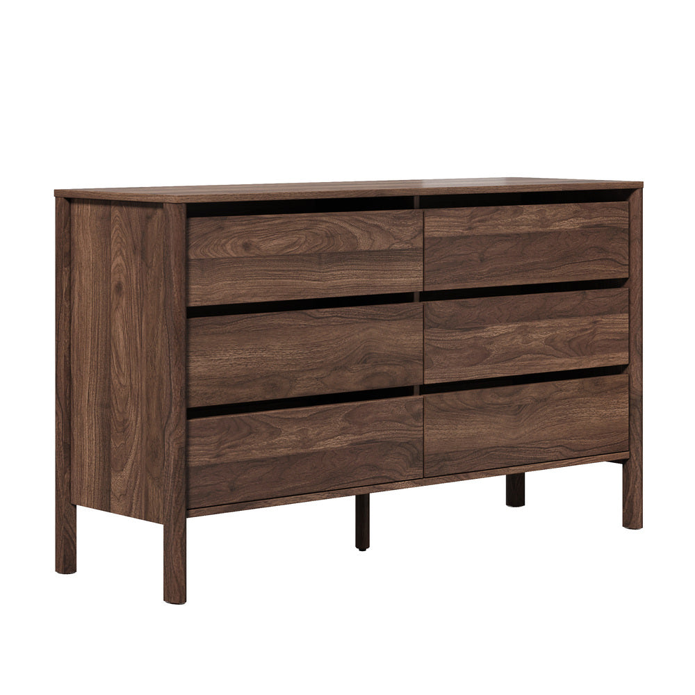 Aston 6 Chest Of Draws Handle Free Dresser Unit | Modern Scandi Style Six Draw Lowboy