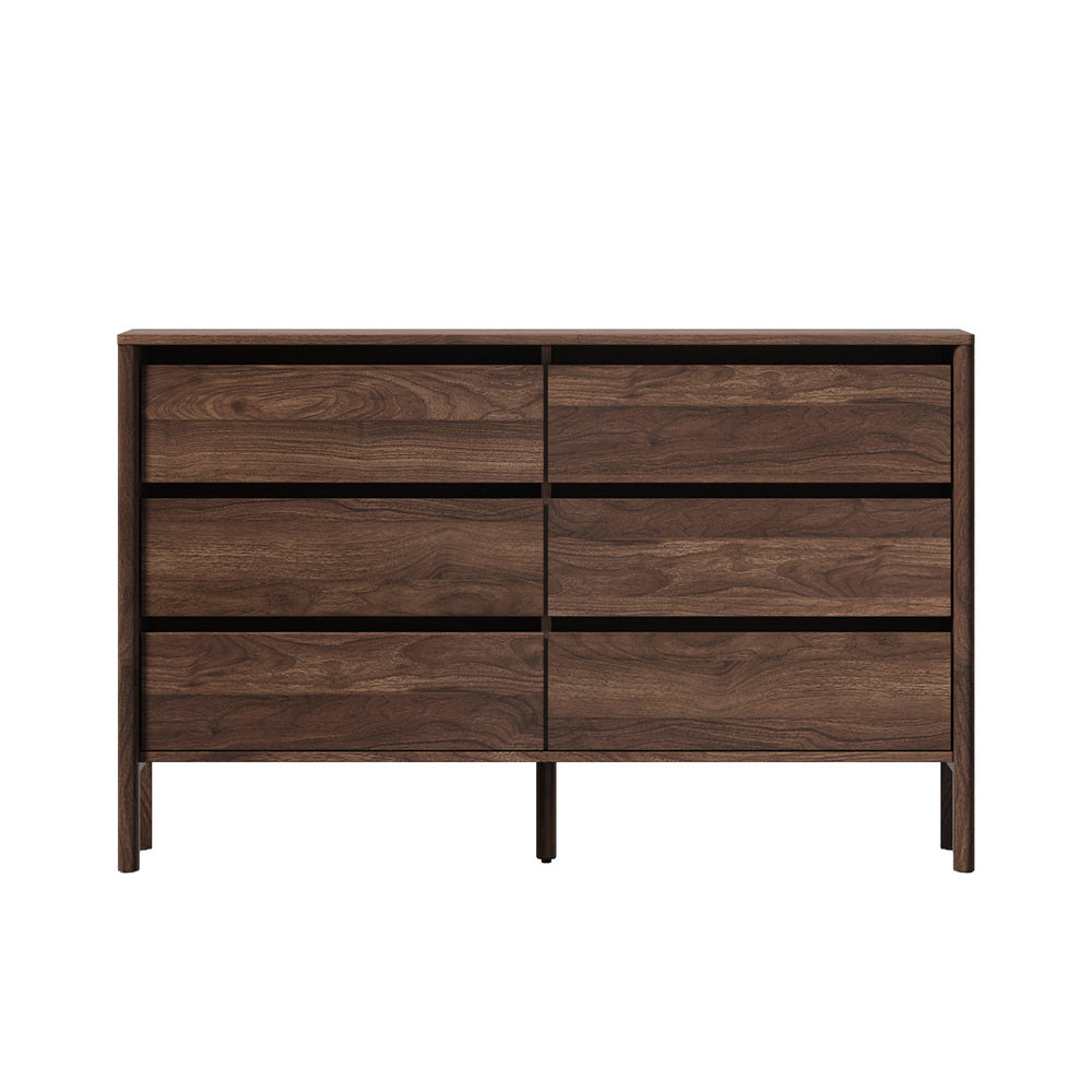 Aston 6 Chest Of Draws Handle Free Dresser Unit | Modern Scandi Style Six Draw Lowboy