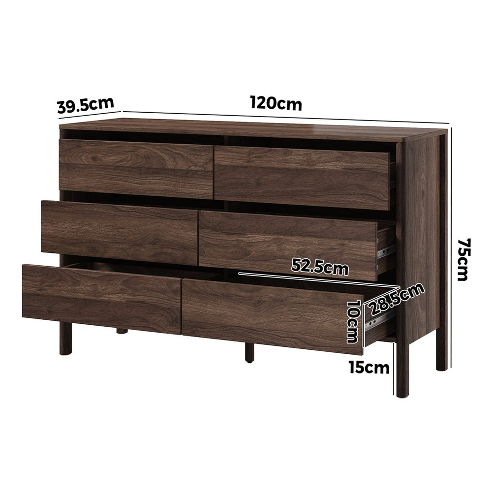 Aston 6 Chest Of Draws Handle Free Dresser Unit | Modern Scandi Style Six Draw Lowboy