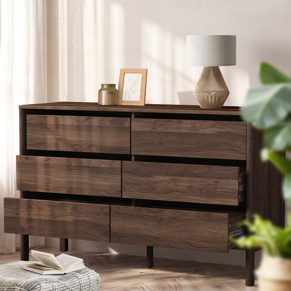 Aston 6 Chest Of Draws Handle Free Dresser Unit | Modern Scandi Style Six Draw Lowboy