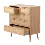 Cozzi 5 or 6 Draw Wood Rattan Dresser Unit | Tallboy Chest Of Drawers Storage Unit