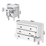 Sannero Hampton Style 6 Chest Of Drawers 2 Bedsides Bedroom Package | Traditional White Storage Cabinets
