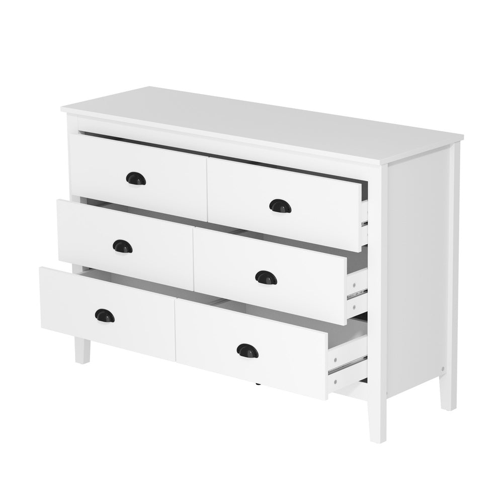 Sannero Hampton Style 6 Chest Of Drawers 2 Bedsides Bedroom Package | Traditional White Storage Cabinets