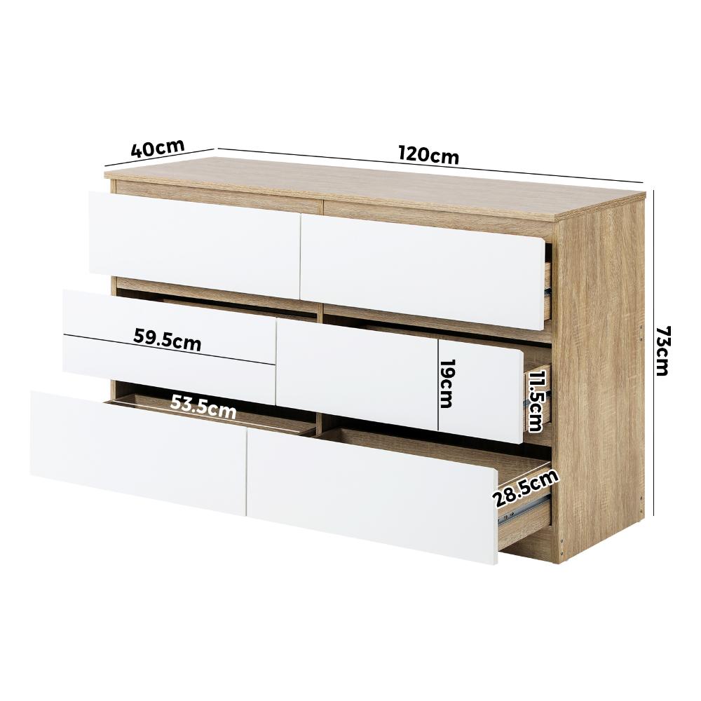 Essenza Modern 6 Chest Of Drawers Storage Cabinet | Elegant Wooden Fingerpull Storage Unit