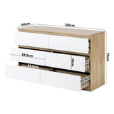 Essenza Modern 6 Chest Of Drawers Storage Cabinet | Elegant Wooden Fingerpull Storage Unit