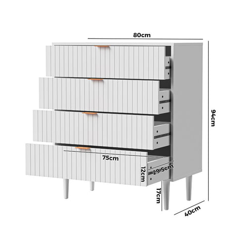 Centrum Bedroom 4 or 6 Chest of Drawers Tallboy Cabinet | Blanco Nuvo Modern Tallboy Storage Cabinet