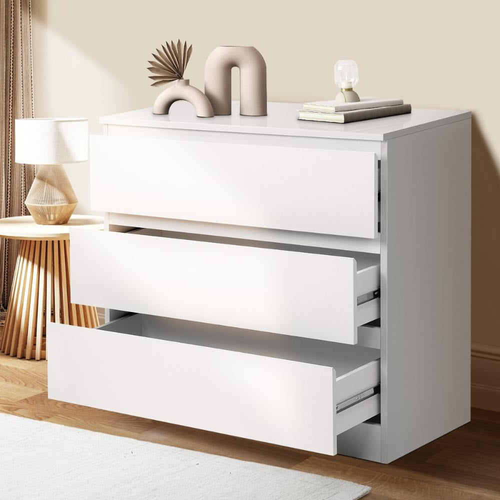 Santori Blanco Modern Chest Of Drawers Storage Cabinet | Elegant White Wooden Tallboy
