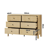 Amaro 6 Draw Chest of Drawers Dresser Unit | Modern Style Ripple Front Storage Bedroom Cabinet