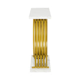 Santori Marble Effect Top Console Table | 80cm High White and Gold Hallway Entry Table