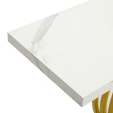 Santori Marble Effect Top Console Table | 80cm High White and Gold Hallway Entry Table