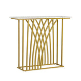 Solitano Marble Effect Top Console Table | 80cm High White and Gold Hallway Entry Table