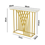 Solitano Marble Effect Top Console Table | 80cm High White and Gold Hallway Entry Table