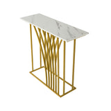 Solitano Marble Effect Top Console Table | 80cm High White and Gold Hallway Entry Table
