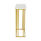 Solitano Marble Effect Top Console Table | 80cm High White and Gold Hallway Entry Table